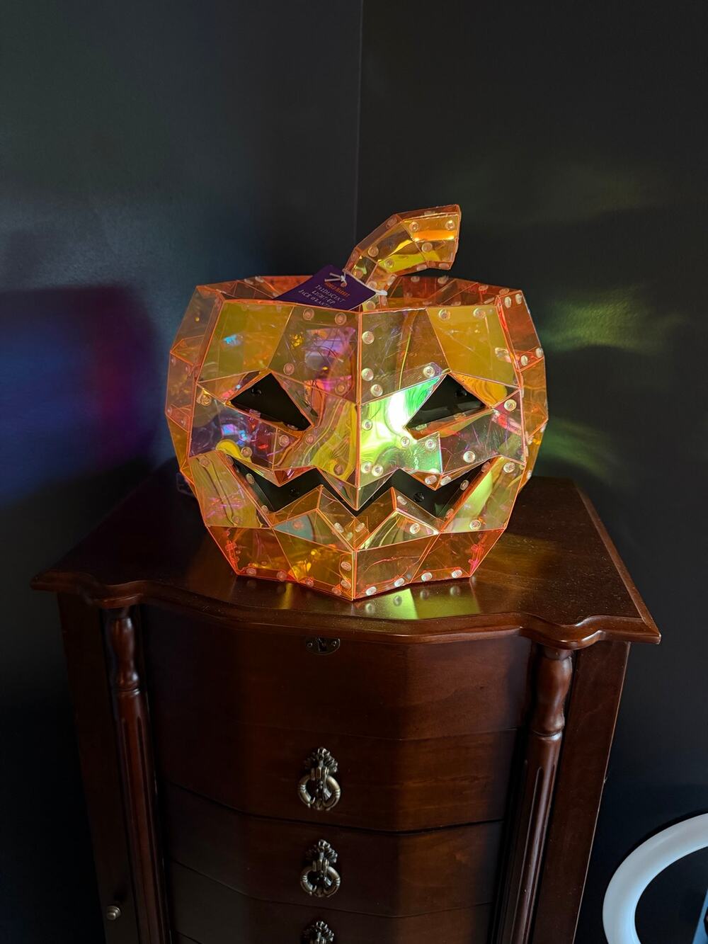 World Market Light Up Iridescent Pumpkin Decoration NWT Discontinued Halloween